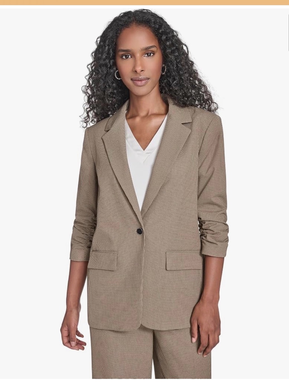 Calvin Klein Taupe Single-Button Women's Blazer